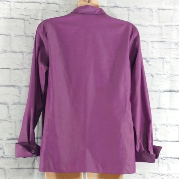 🔵BOGO FREE🔵 Liz Claiborne Top Button Down Purple Long Sleeve Sz 12P - Picture 4 of 5